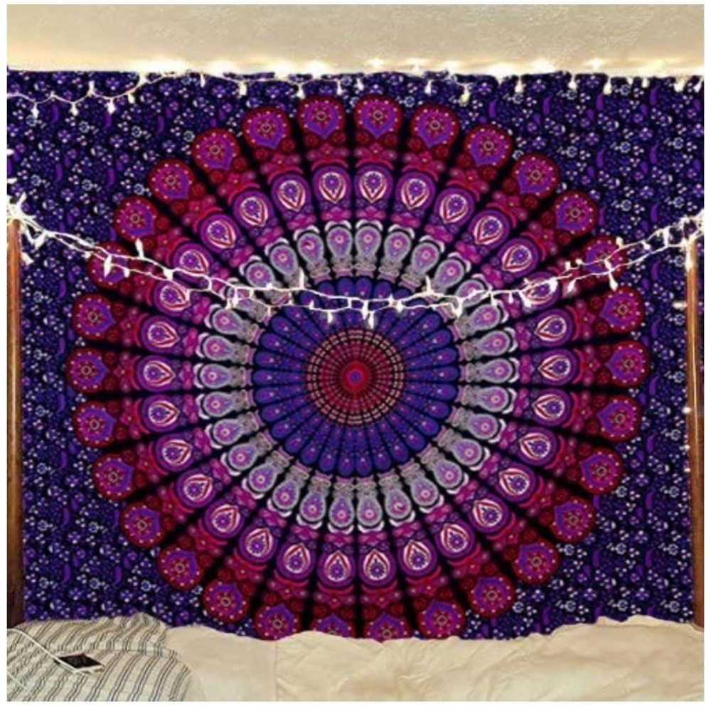 Pink and purple twin size wall tapestry